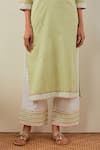 Shop_TIC_Green Cotton Embroidery Chikankari Round Rozana Kurta Palazzo Set _Online_at_Aza_Fashions