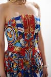 Buy_Cin Cin_Red Cotton Bandeau Neck Printed Motif Balloon Corset Short Dress _Online_at_Aza_Fashions