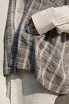 Buy_Urvashi Kaur_Grey Kota Doria Open Neck Kumo Stripe Pattern Jacket _Online_at_Aza_Fashions