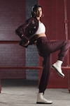 Buy_Pocketful Of Cherrie_Purple Crepe Plain Solid Joggers _Online_at_Aza_Fashions