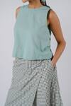 Buy_Tussah By Siddhi Shah_Green Cotton Round Neck Crop Top _Online_at_Aza_Fashions