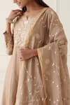 Buy_Kamaltaas_Brown Chanderi Silk Hand Embroidered Pittan Round Anarkali Pant Set  _Online_at_Aza_Fashions