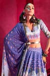 Buy_Limerick by Abirr N' Nanki_Purple Bird And Floral Notched Arlette Lehenga Set _Online_at_Aza_Fashions