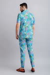 Shop_Nautanky_Blue 100% Fine Cotton Printed Floral Safari Shirt And Pant Set _at_Aza_Fashions