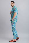 Shop_Nautanky_Blue 100% Fine Cotton Printed Floral Safari Shirt And Pant Set _Online_at_Aza_Fashions