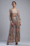 Koai_Peach Cotton Chanderi Silk Floral Print Cape _Online_at_Aza_Fashions