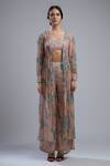 Shop_Koai_Peach Cotton Chanderi Silk Floral Print Cape _Online_at_Aza_Fashions