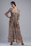 Buy_Koai_Peach Cotton Chanderi Silk Floral Print Cape _at_Aza_Fashions