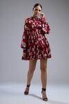 Buy_KoAi_Red Chiffon Round Floral Print A-line Dress _Online_at_Aza_Fashions