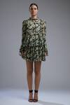 Koai_Beige Chiffon Floral Print Flared Skirt _Online_at_Aza_Fashions