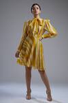 Buy_KoAi_Yellow Chanderi Striped Skirt_at_Aza_Fashions
