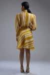 Shop_KoAi_Yellow Chanderi Round Striped Top _at_Aza_Fashions