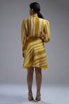 Shop_KoAi_Yellow Chanderi Striped Skirt_at_Aza_Fashions