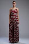 Buy_KoAi_Red Chiffon Round Striped Maxi Dress _Online_at_Aza_Fashions