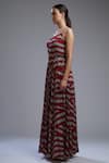 KoAi_Red Chiffon Round Striped Maxi Dress _Online_at_Aza_Fashions