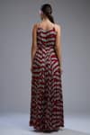 Shop_KoAi_Red Chiffon Round Striped Maxi Dress _at_Aza_Fashions