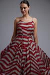 Shop_KoAi_Red Chiffon Round Striped Maxi Dress _Online_at_Aza_Fashions