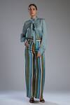 Buy_Koai_Green Silk Striped Palazzo _at_Aza_Fashions