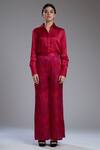 Shop_KoAi_Pink Satin Silk Printed Palazzo _Online_at_Aza_Fashions