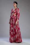 KoAi_Pink Chiffon Printed Tiered Maxi Skirt _Online_at_Aza_Fashions