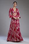 Buy_KoAi_Pink Chiffon Printed Tiered Maxi Skirt _Online_at_Aza_Fashions