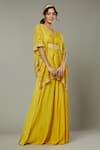 I Am Design_Yellow Chiffon, Silk Organza Mango Bite Candy Palazzo And Embroidered Kaftan Set _Online_at_Aza_Fashions