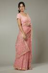 Buy_I Am Design_Pink Raw , Organza Floral Pattern, Candy Floss Embroidered Saree Set _Online_at_Aza_Fashions