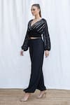 Amrta By Guneet Kondal Black Viscose Sequins V-neck Riviera Embroidered Top And Pant Set Online at Aza Fashions Amrta By Guneet Kondal_Black Viscose Sequins V-neck Riviera Embroidered Top And Pant Set _Online_at_Aza_Fashions