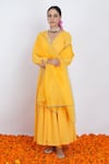 Buy_Rashi Jain_Yellow Viscose Georgette Embroidered Sequin And Zari Suraj Anarkali Set _Online_at_Aza_Fashions