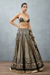 Torani_Black Heavy Raw Silk Digital Gulghast Parvaneh Lehenga Jacket Set _Online_at_Aza_Fashions