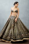 Buy_Torani_Black Heavy Raw Silk Digital Gulghast Parvaneh Lehenga Jacket Set _Online_at_Aza_Fashions