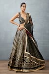 Buy_Torani_Black Leheriya, Polka Dots, Bhagalpuri Floral Gulghast Noor Lehenga Choli Set _at_Aza_Fashions