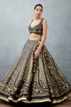 Buy_Torani_Black Leheriya, Polka Dots, Bhagalpuri Floral Gulghast Noor Lehenga Choli Set _Online_at_Aza_Fashions