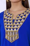 Urvashi Joneja_Blue Georgette Embellished V Neck Draped Dress  _at_Aza_Fashions