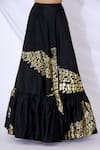 Urvashi Joneja_Black Silk Printed Bird Motif Foil Skirt  _Online_at_Aza_Fashions