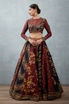 Shop_Torani_Red Heavy Raw Silk Digital Print Bhagalpuri Floral Gulnar Khurshid Lehenga Set _Online_at_Aza_Fashions