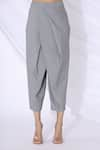 Urvashi Joneja_Grey Crepe Cropped Draped Pants  _Online_at_Aza_Fashions