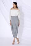 Buy_Urvashi Joneja_Grey Crepe Cropped Draped Pants  _Online_at_Aza_Fashions