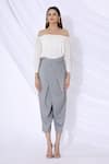 Shop_Urvashi Joneja_Grey Crepe Cropped Draped Pants  _Online_at_Aza_Fashions