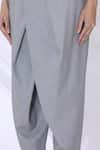 Urvashi Joneja_Grey Crepe Cropped Draped Pants  _at_Aza_Fashions