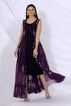 Buy_Urvashi Joneja_Purple Net Printed Round Tiered Long Jacket  _at_Aza_Fashions