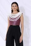 Buy_Urvashi Joneja_Purple Silk Round Crop Top  _at_Aza_Fashions