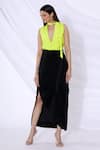 Buy_Urvashi Joneja_Black Draped Slit Skirt  _at_Aza_Fashions