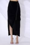 Shop_Urvashi Joneja_Black Draped Slit Skirt  _at_Aza_Fashions