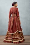 Shop_Torani_Red Slub Silk Bhagalpuri Floral Motifs Gulnar Afsoon Printed Lehenga And Kurta Set _at_Aza_Fashions