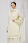 Buy_Aariyana Couture_Beige Viscose Georgette V Neck Embroidered Kurta Set  _Online_at_Aza_Fashions