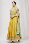 Buy_Aariyana Couture_Yellow V Neck Embroidered Anarkali Set _at_Aza_Fashions