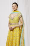 Aariyana Couture_Yellow V Neck Embroidered Anarkali Set _Online_at_Aza_Fashions