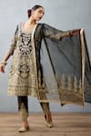 Buy_Torani_Black Slub Silk Embroidered Gota Work V Neck Gulghast Zarin Kurta Set _at_Aza_Fashions