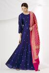 Buy_Vishwa By Pinki Sinha_Blue Anarkali With Bandhani Dupatta_at_Aza_Fashions